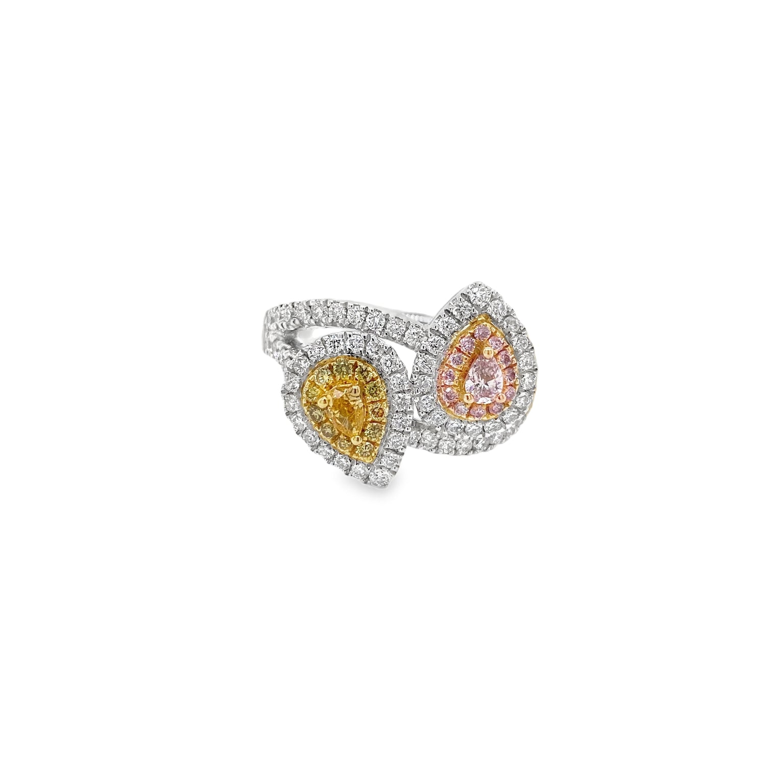 Pear-Shaped Light Purplish Pink Elegant Two-Tone Diamond Ring